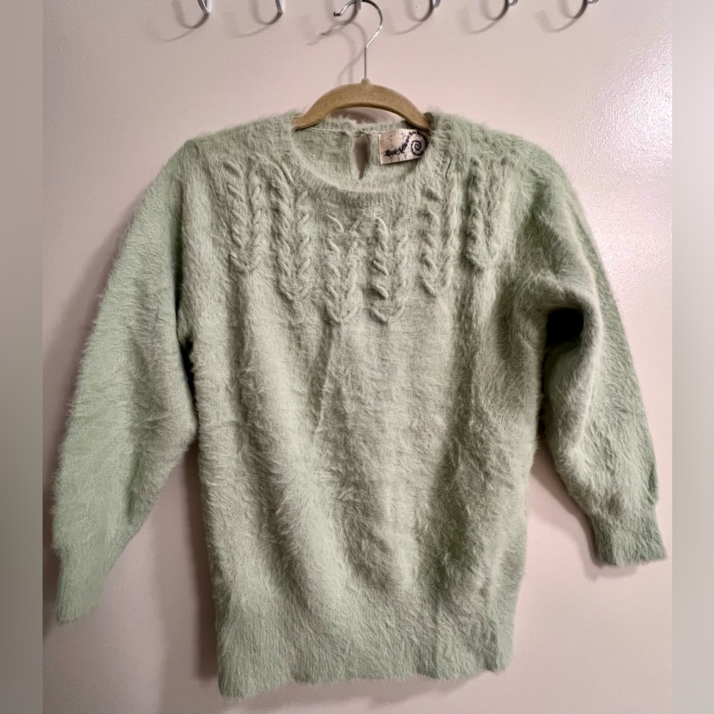 Anthropologie Rosie Neira | Women’s Mint Green 3/4 Length Crew Neck Sweater